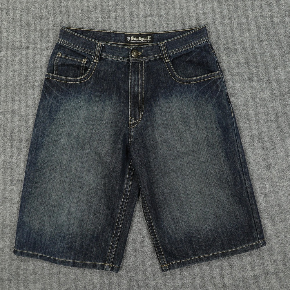 Southpole Shorts Mens 34 Blue Denim Jean Relaxed Fit Baggy Hip Hop Loose